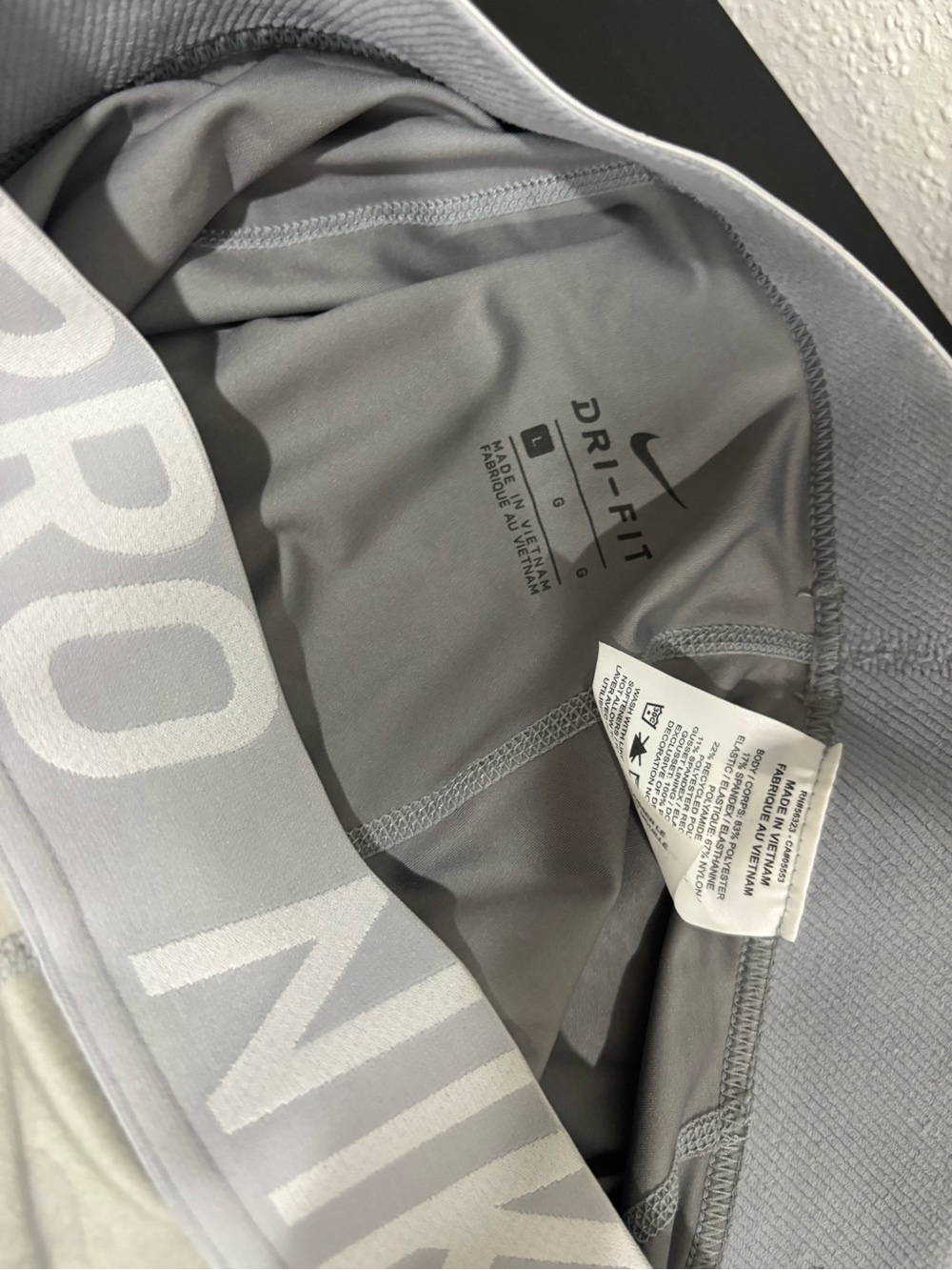 Nike Light Gray Dri-FIT Compression Shorts with Branded Waistband - Picture 3 of 3
